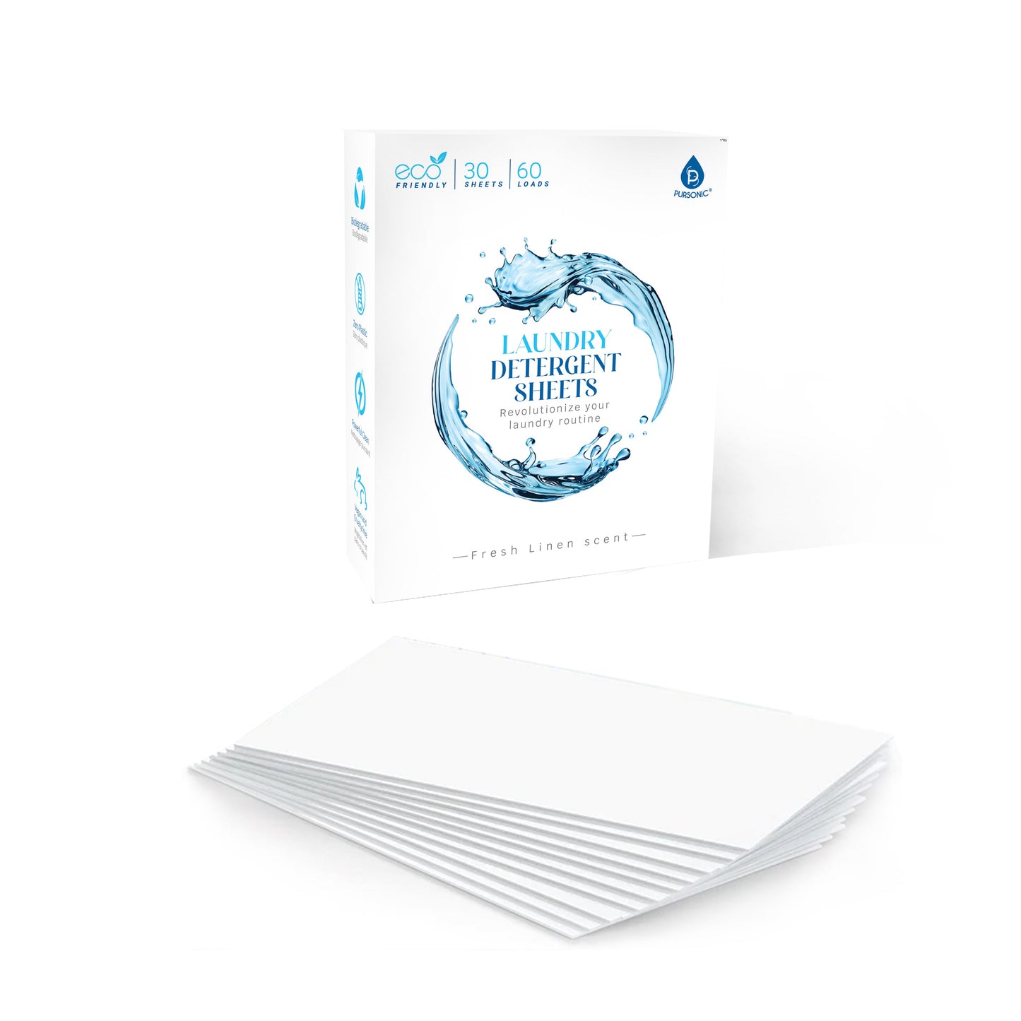 Natural Laundry Detergent Sheets, Eco Friendly– Fresh Linen Scent