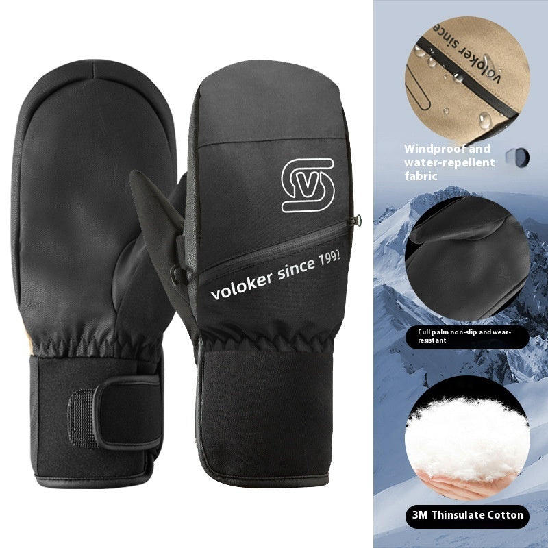 Warm With Velvet Windproof Waterproof Five Finger Touch Screen Gloves