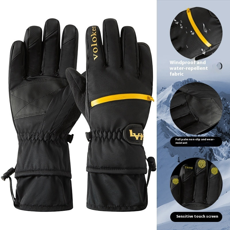 Warm With Velvet Windproof Waterproof Five Finger Touch Screen Gloves