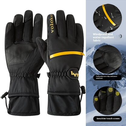 Warm With Velvet Windproof Waterproof Five Finger Touch Screen Gloves