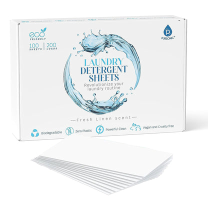 Natural Laundry Detergent Sheets, Eco Friendly– Fresh Linen Scent
