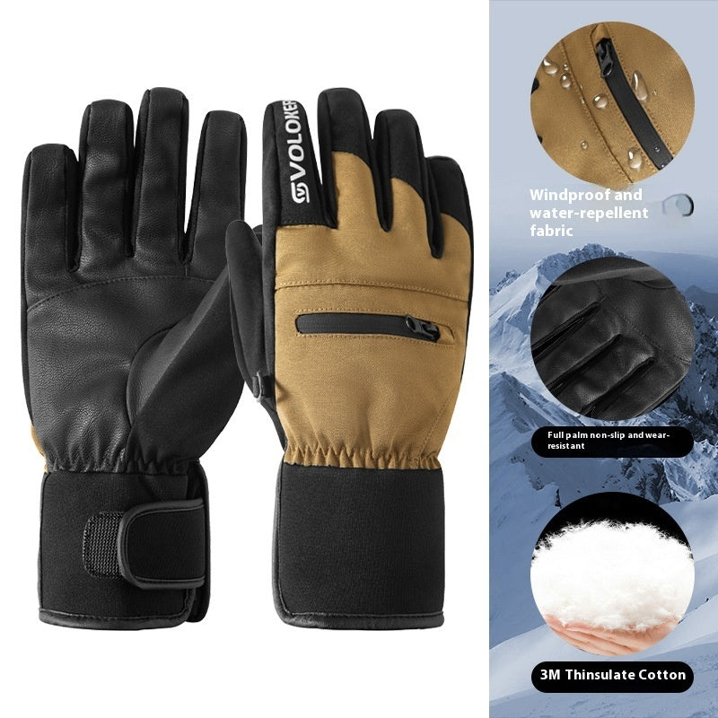 Warm With Velvet Windproof Waterproof Five Finger Touch Screen Gloves