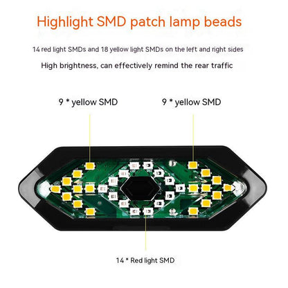 Bicycle Turn Signal USB Rechargeable Rear Lamp LED Wireless Remote Control Turn Signal Warning Light