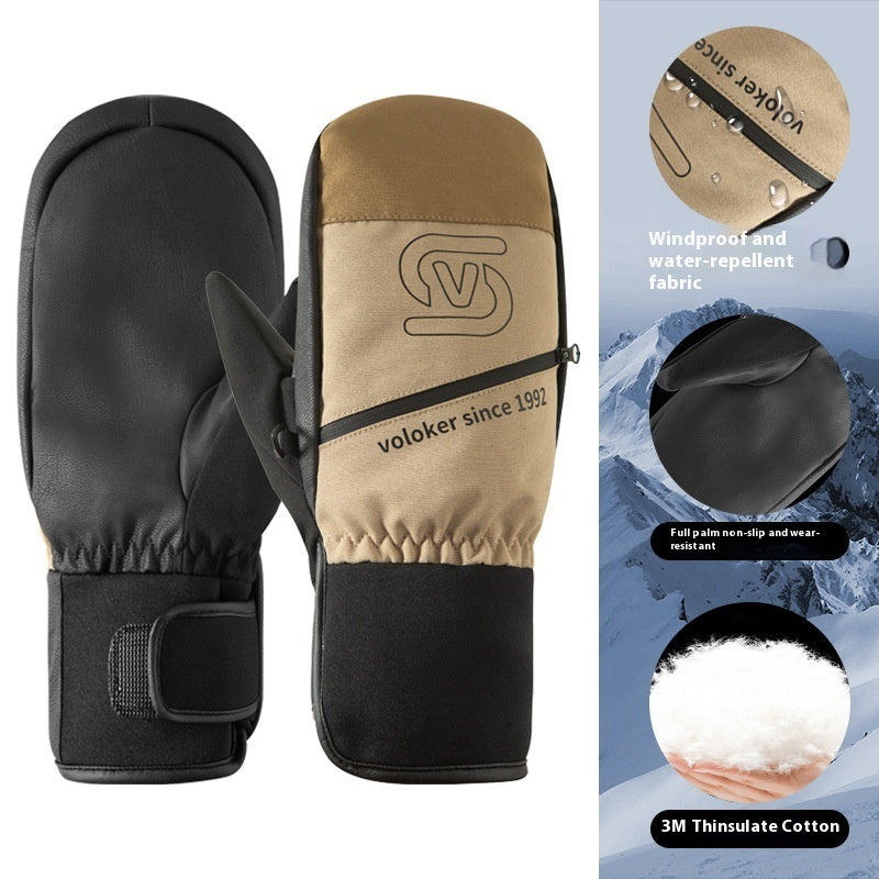 Warm With Velvet Windproof Waterproof Five Finger Touch Screen Gloves