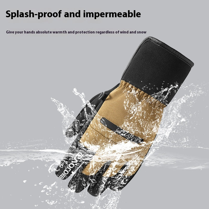 Warm With Velvet Windproof Waterproof Five Finger Touch Screen Gloves