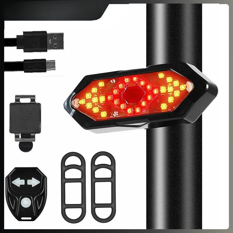 Bicycle Turn Signal USB Rechargeable Rear Lamp LED Wireless Remote Control Turn Signal Warning Light